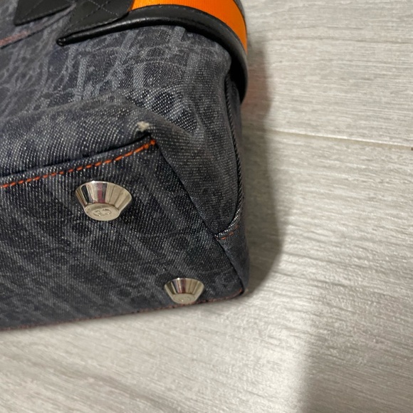 VINTAGE Dior handbag, satchel. Denim and orange print. - Picture 9 of 11